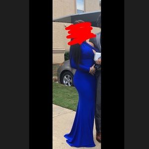 Royal blue one sleeve formal dress